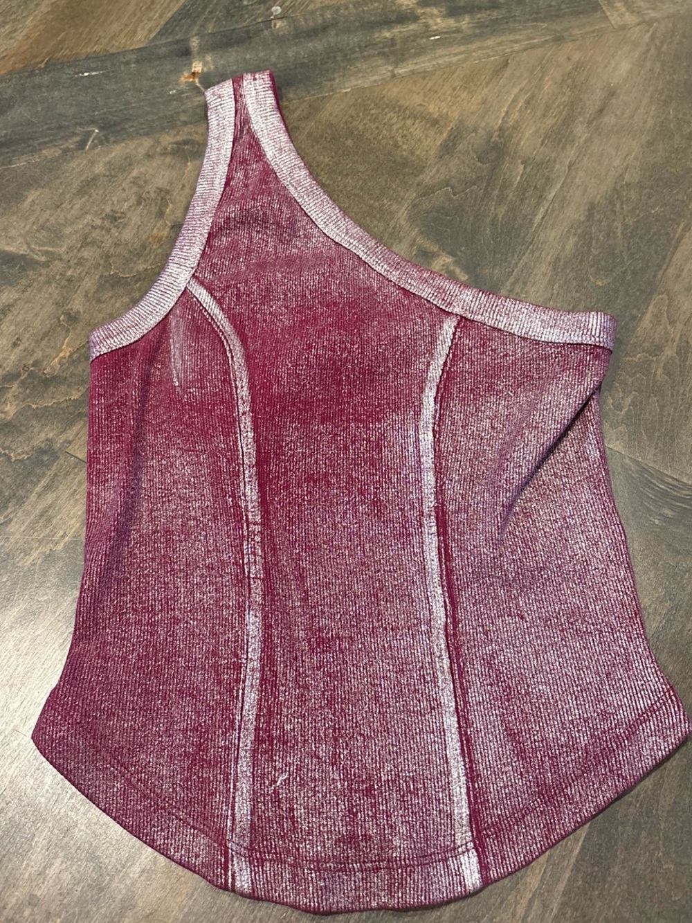 Urban Outfitters One-Shoulder Ribbed Tank - Burgundy